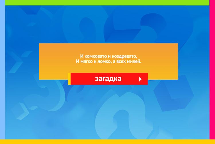 Загадка про хлеб. И комковато и ноздревато, И мягко и ломко, А всех милей