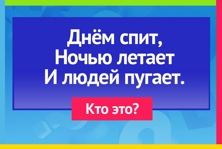 Загадка про сову. Днём спит, Ночью летает И людей пугает.