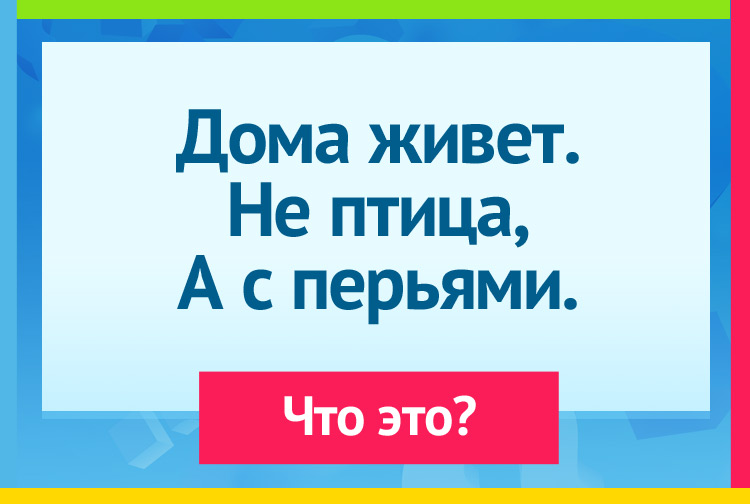 Загадка про подушку. Дома живет. Не птица, А с перьями.