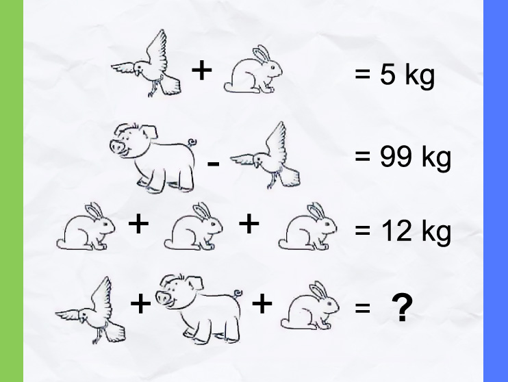 Задача про голубя, кролика и свинью правильный ответ