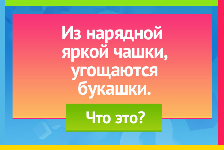 Загадка про цветок. Из нарядной яркой чашки, Угощаются букашки.