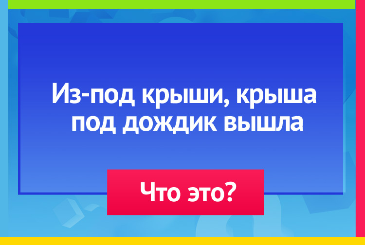 Загадка про зонтик. Из-под крыши, крыша Под дождик вышла.