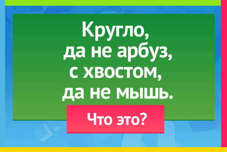 Загадка про яблоко. Кругло, да не арбуз, С хвостом, да не мышь.