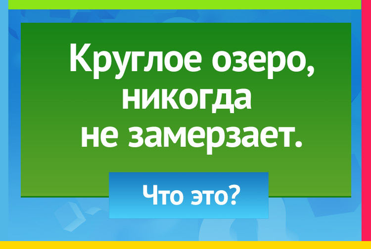 Загадка про глаз. Круглое озеро, Нникогда не замерзает.