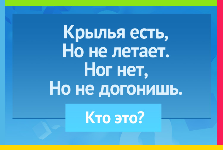 Загадка про рыбу. Крылья есть, Но не летает. Ног нет, Но не догонишь.