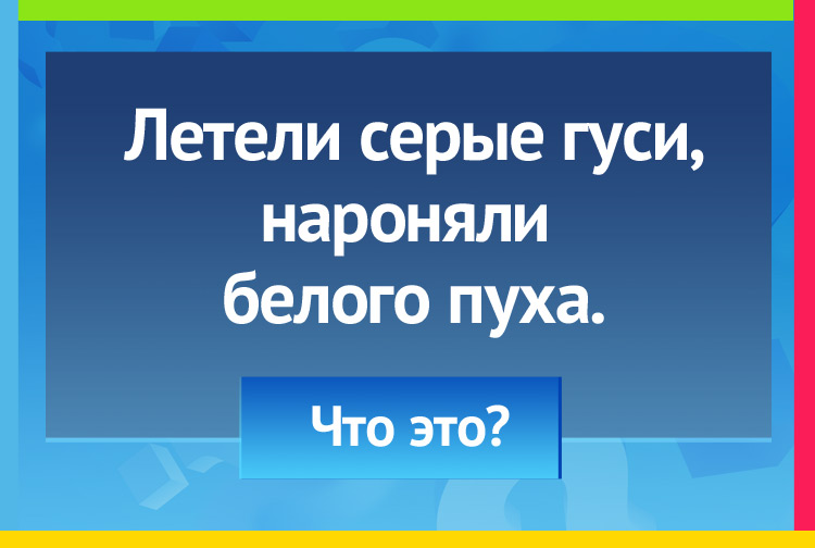 Загадка про снежные тучи. Летели серые гуси, Нароняли белого пуха.