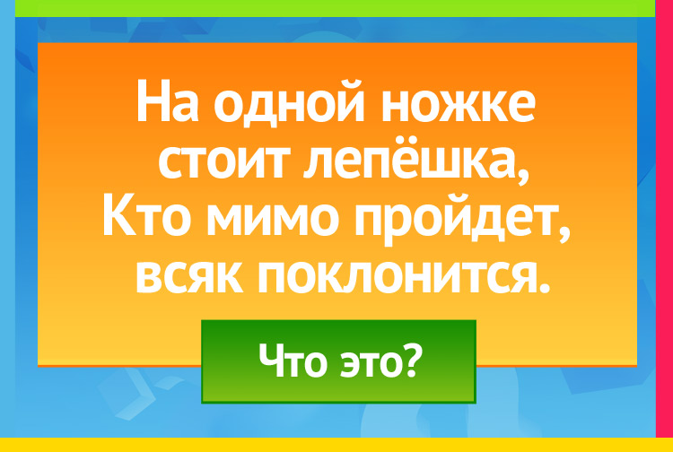 Загадка про грибы. На одной ножке стоит лепёшка, Кто мимо пройдет, всяк поклонится.