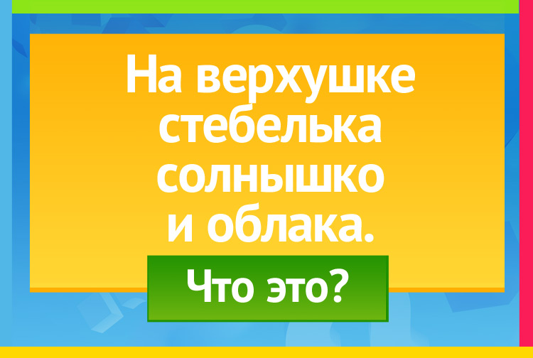 Загадка про ромашку. На верхушке стебелька Солнышко и облака.