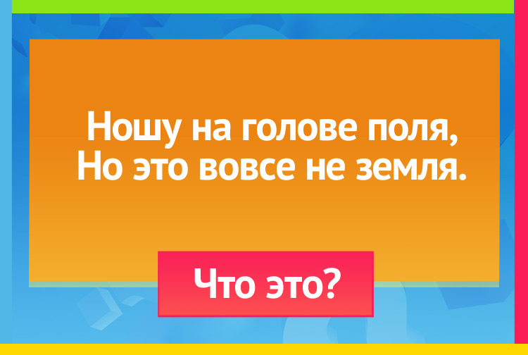 Загадка про шляпу. Ношу на голове поля, Но это вовсе не земля.