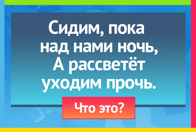 Загадка про Кинотеатр. Сидим, пока над нами ночь, А рассветёт уходим прочь.