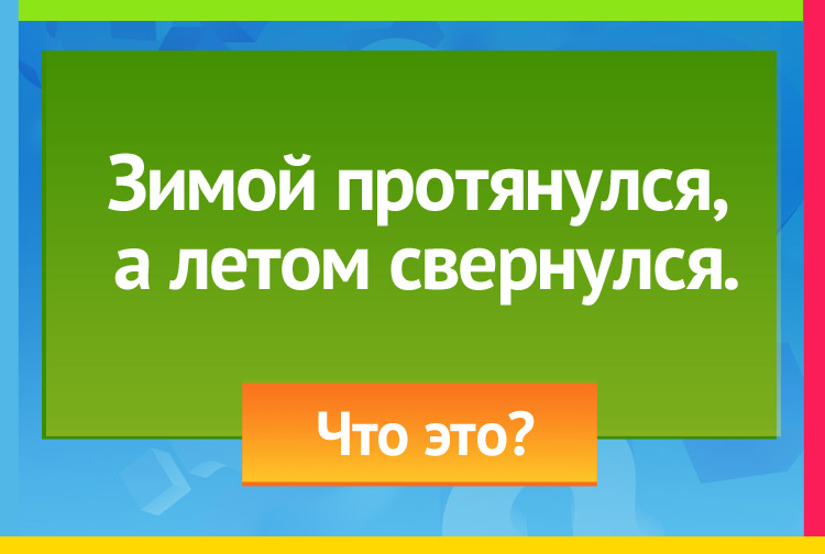 Загадка про шарф. Зимой протянулся, а летом свернулся.